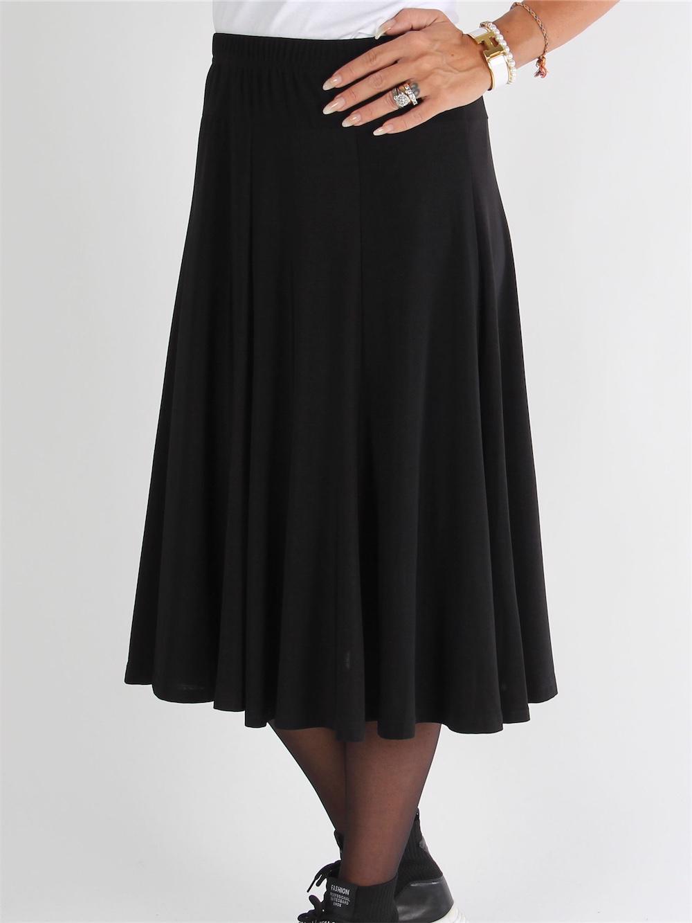 Padova - Sort knælang nederdel i elastisk stof